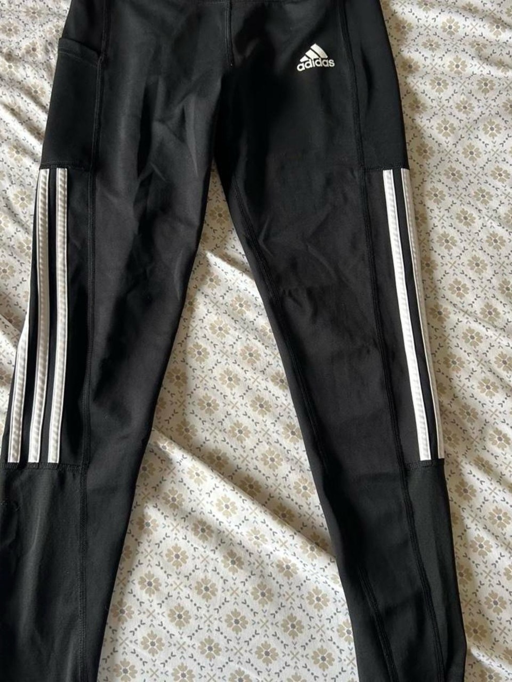 adidas Black Leggings with White Side Stripes